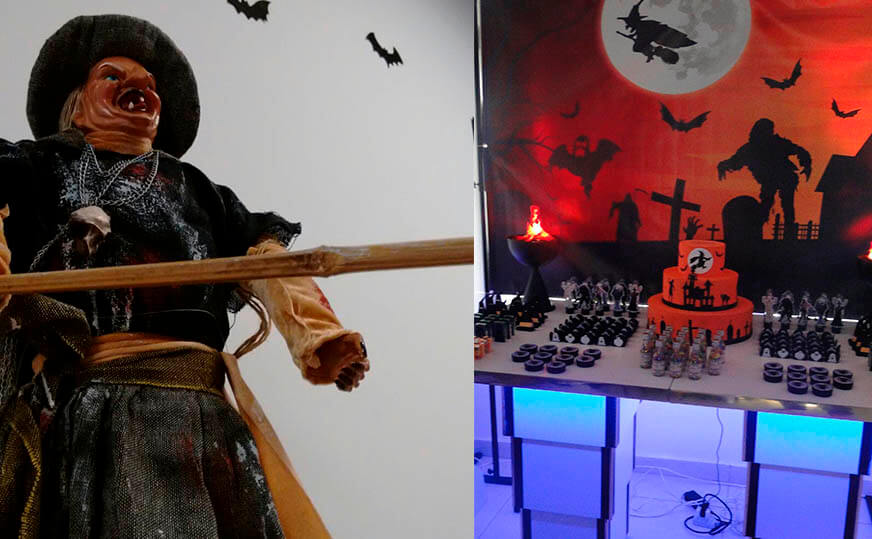 Mesa de doces bruxa Halloween SP